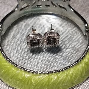 White and Black Diamond Stud Earrings